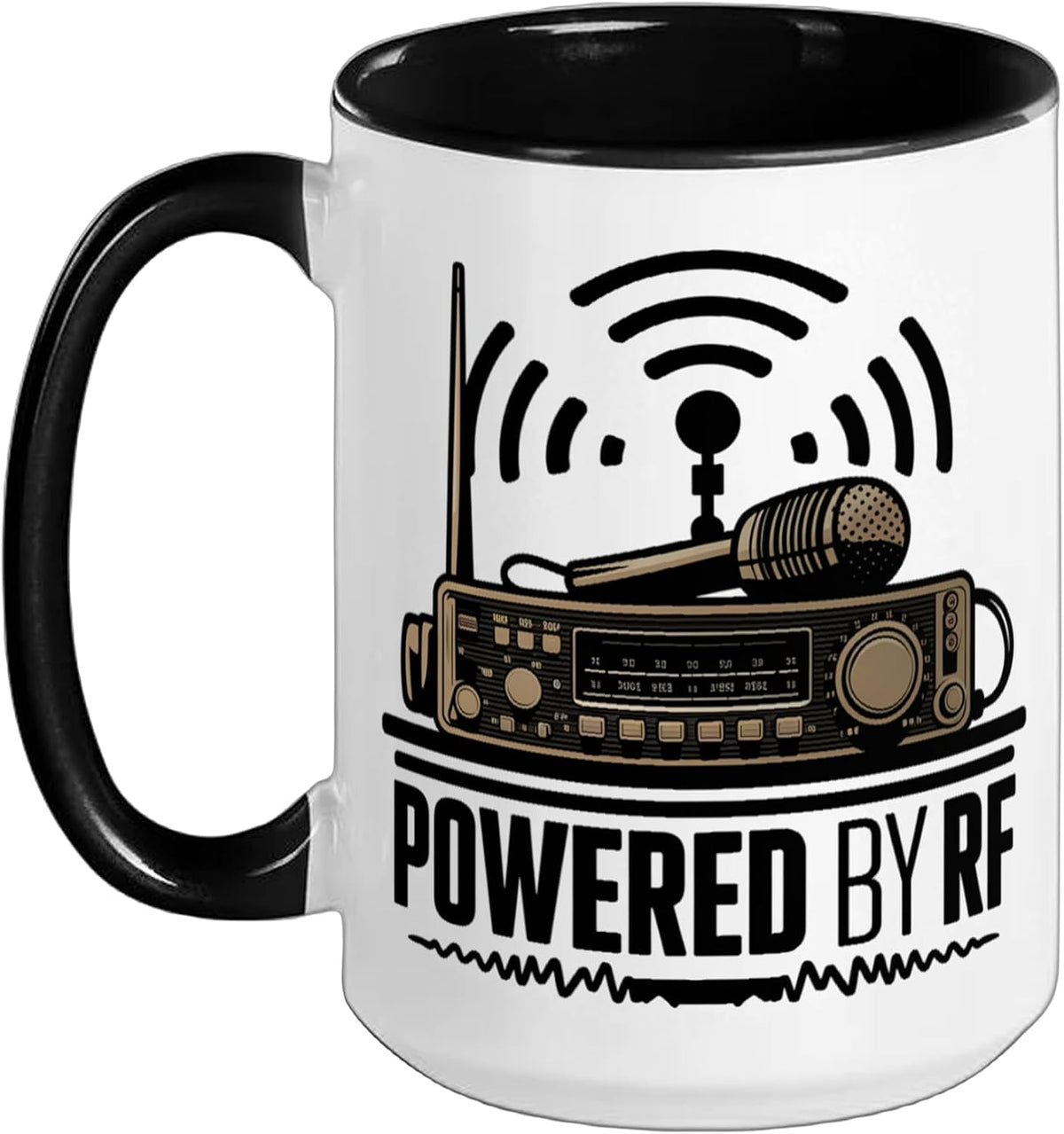 Powered By Rf Ham Radio Operator Amateur Radio Ceramic Mug