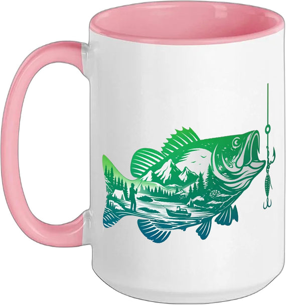 Bass Fish Silhouette Graphic Fishing Ceramic Mug