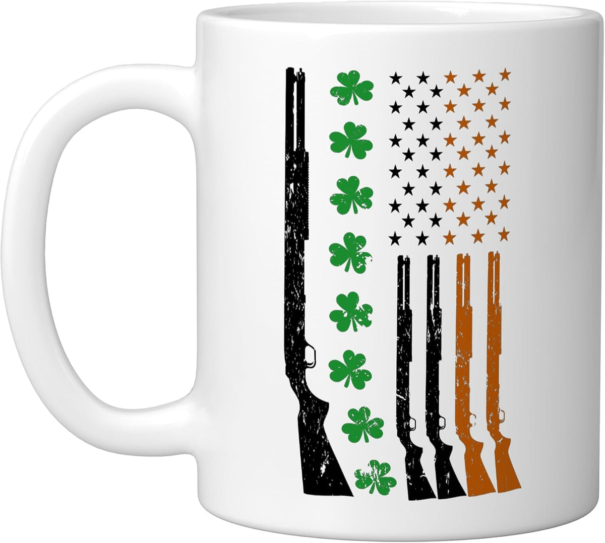 Irish American Flag Gun St. Patrick's Day 2027 Hunting Ceramic Mug