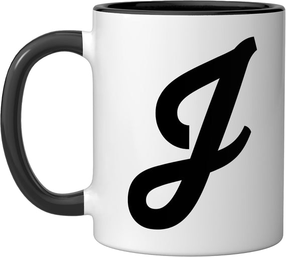 Vintage Letter J Monogram Initial Minimalist Ceramic Mug