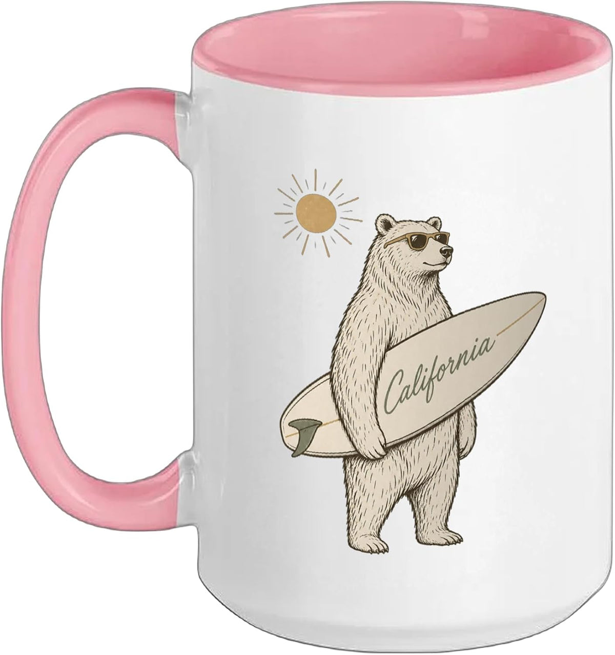 Funny Polar Bear California Surfer Beach Surf Lover Art Ceramic Mug