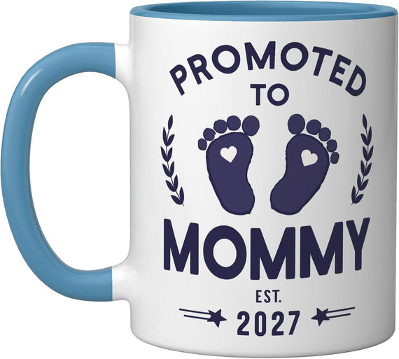 Promoted To Mommy 2027 Pregnancy Reveal New Mom Christmas Ceramic Mug
