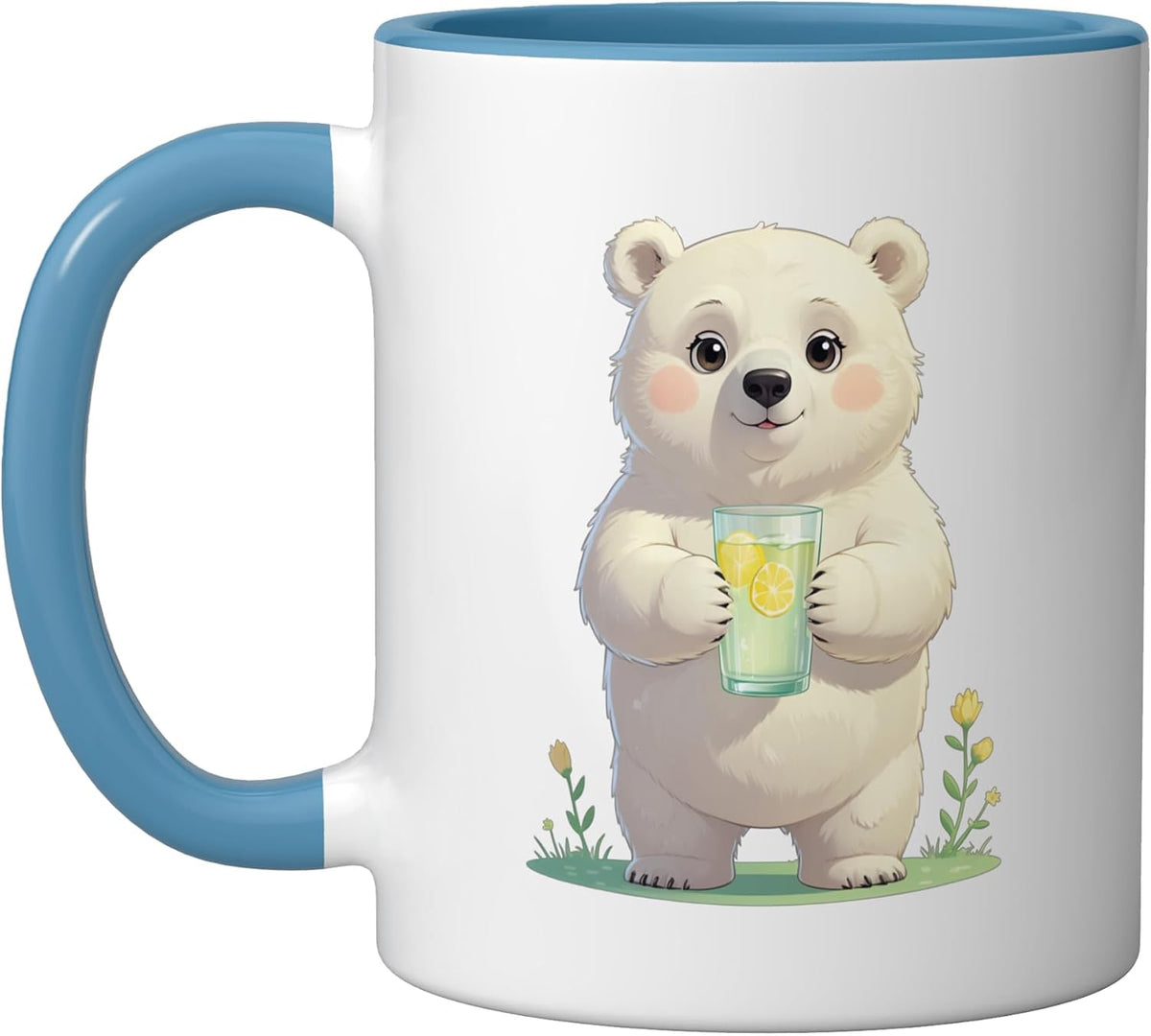 Polar Bear Holding Lemon Drink Illustration Ceramic Mug