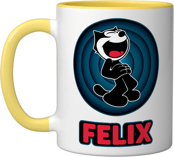 Happy Felix Cat Cartoon Circle Retro Felix Cat Comics Ceramic Mug