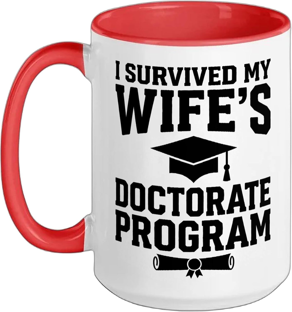 I Survived My Wife’S Doctorate Program Funny Phd Ceramic Mug
