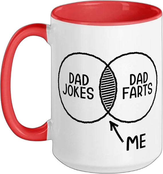 Dad Jokes Dad Farts Venn Diagram Funny Mens Humor Ceramic Mug