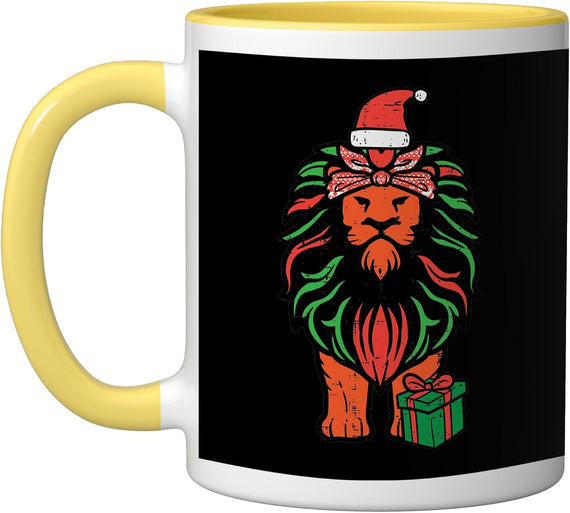 Christmas Lion Wearing Santa Hat Ceramic Mug