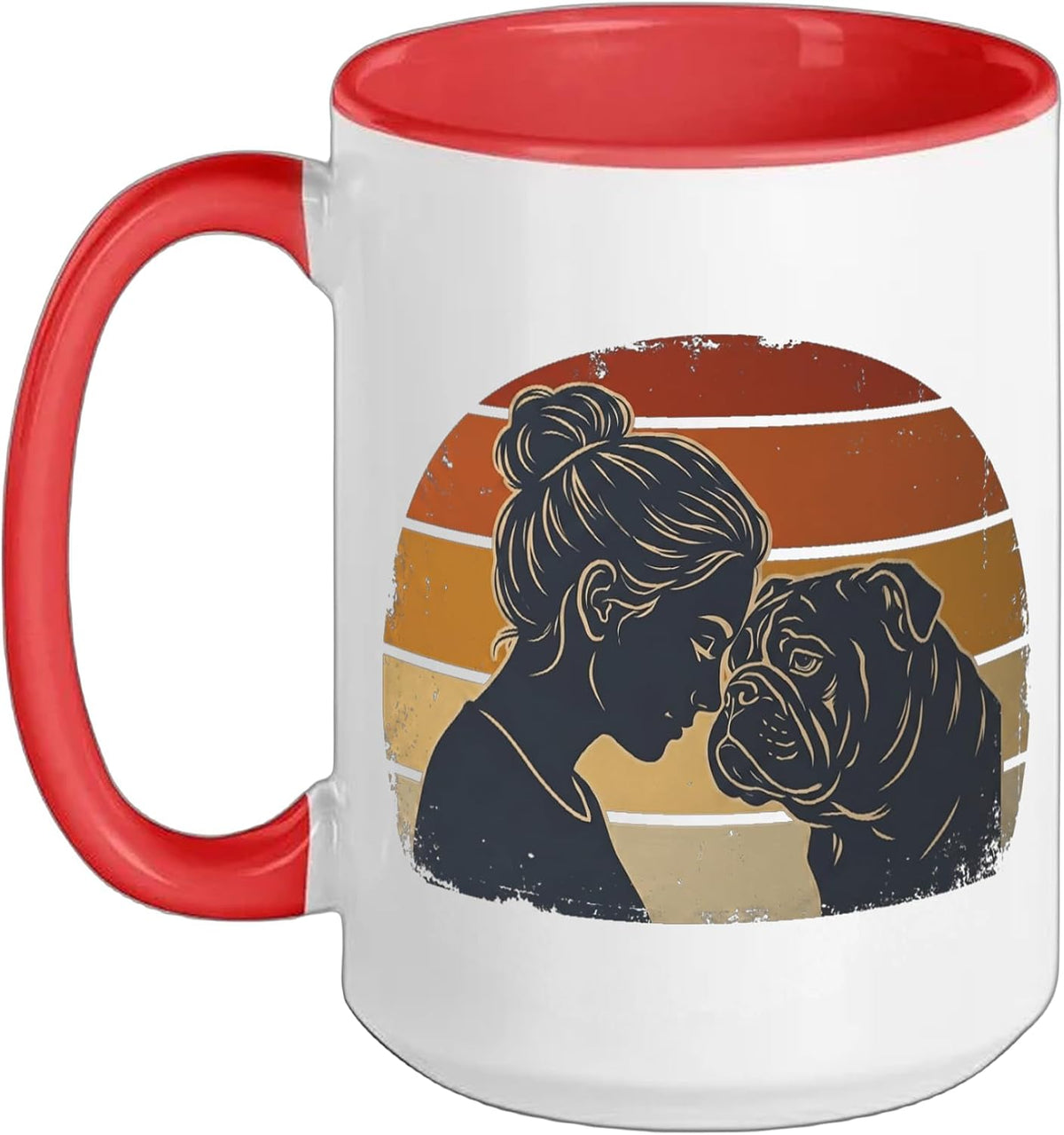 Bulldog Mom Vintage Retro Sunset Mothers Day Dog Lover Art Ceramic Mug