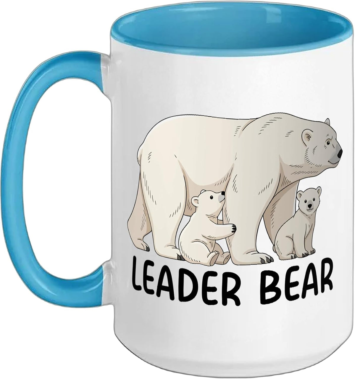 Leader Bear With Two Cubs Siblings Polar Bear Family Ceramic Mug