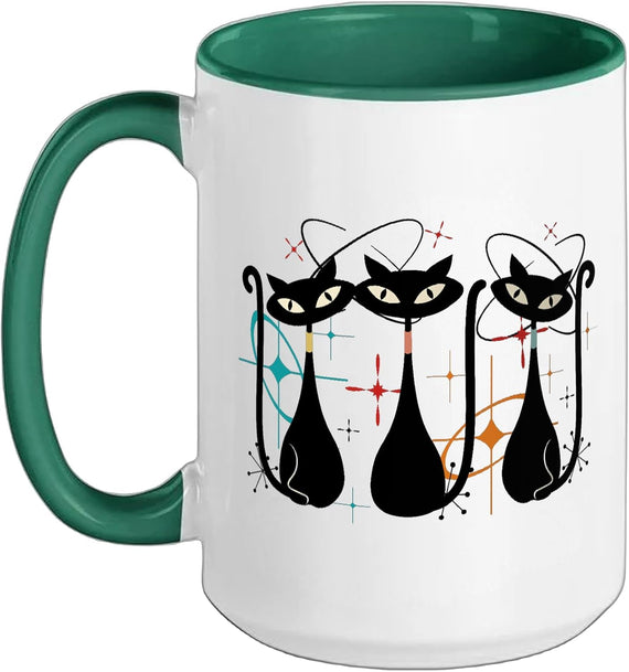 Three Cats Midcentury Mid Century Retro Atomic Age Space Ceramic Mug