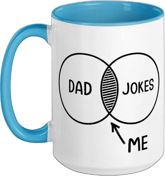 Funny Joke Fathers Retro Dad Jokes Me Venn Diagram Mens Ceramic Mug