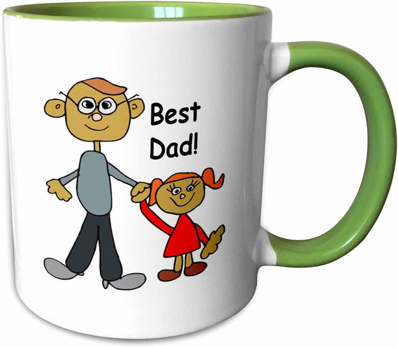 Best Dad Cartoon Dad Daughter Art Ceramic Mug