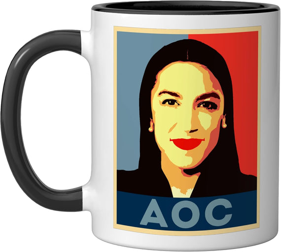 Aoc Alexandria Ocasio-Cortez. Retro Vintage Pop Art Ceramic Mug