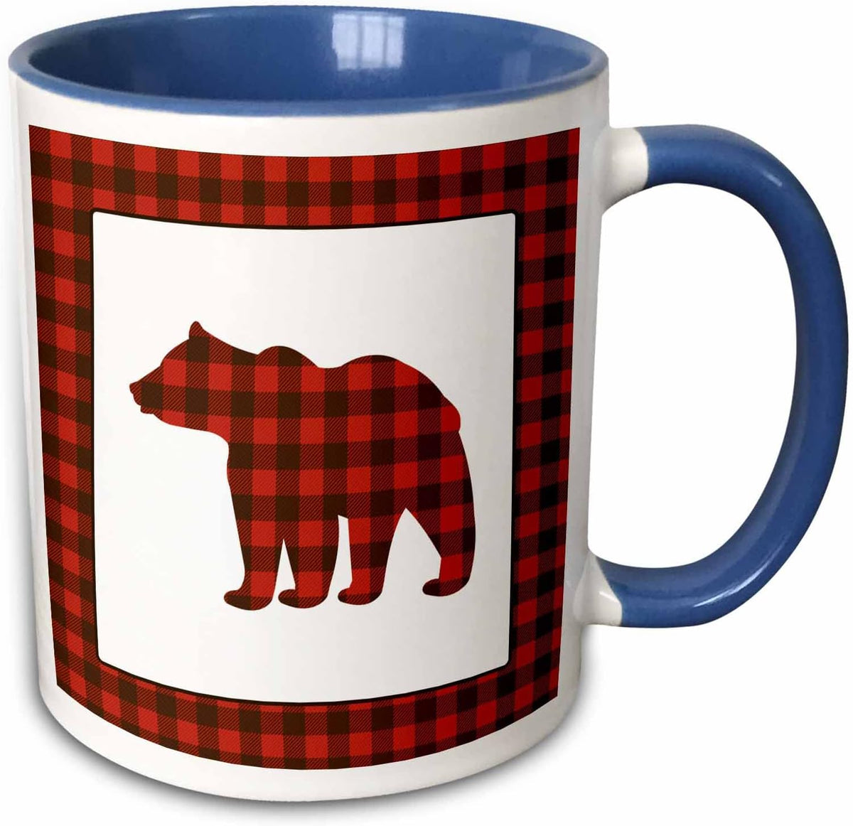 Buffalo Plaid Bear Ceramic Mug