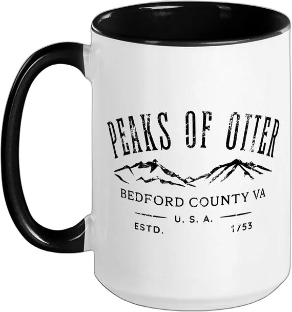 The Peaks Of Otter Bedford County Virginia Distressed Ceramic Mug