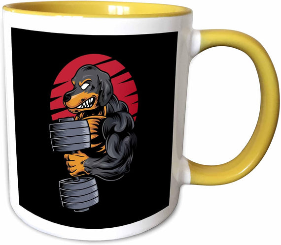 Rottweiler Dog With Dumbbell Ceramic Mug