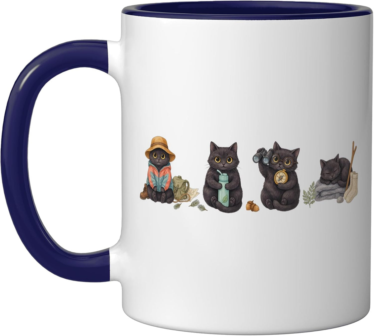 Four Cats Sitting In A Row Cute Feline Ceramic Mug
