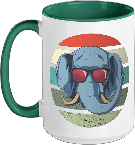 Elephant Sunglasses Tusks Ears Relaxed Modern Timeless Ceramic Mug