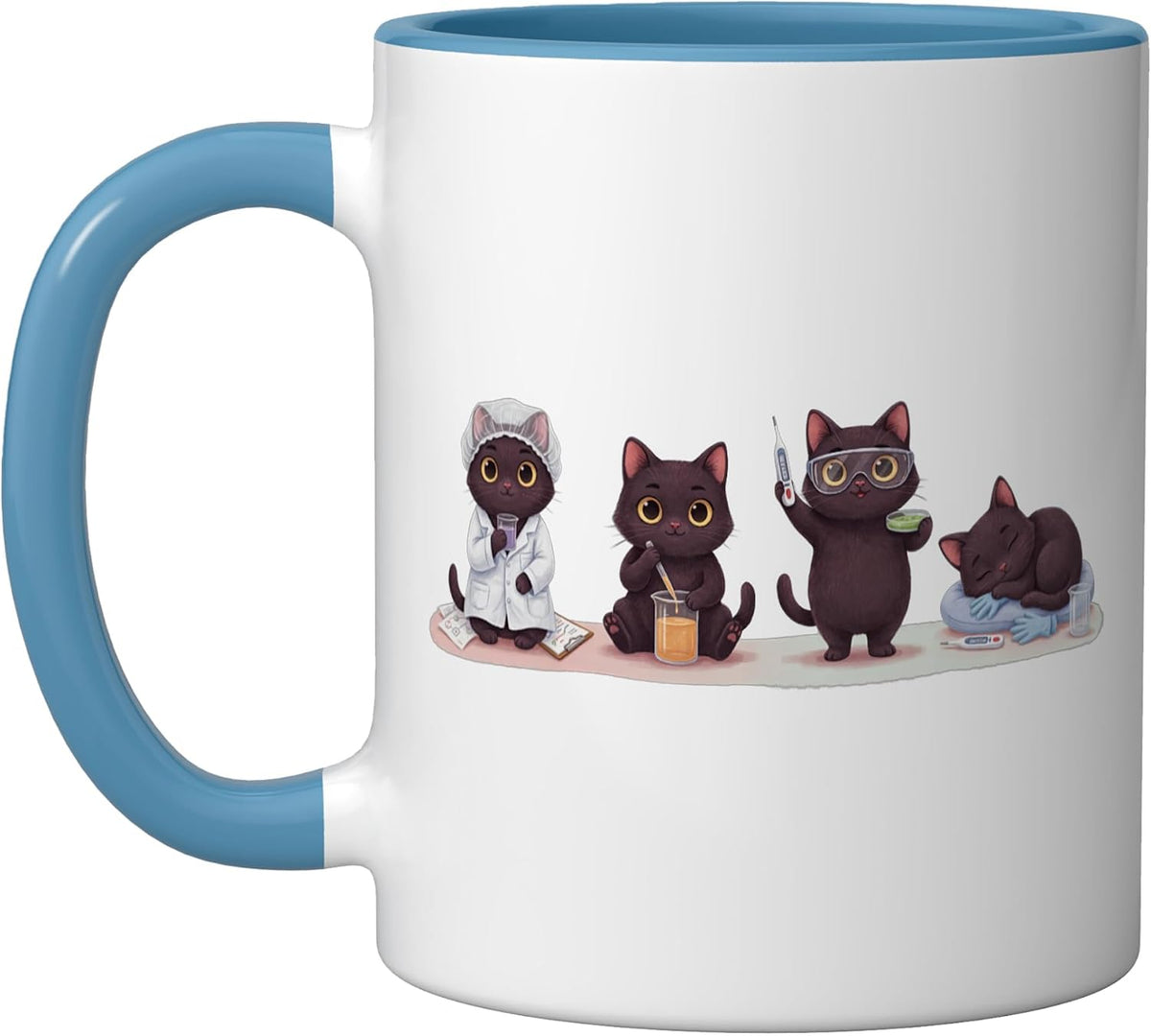 Cute Black Cat Scientists Lab Kittens Ceramic Mug
