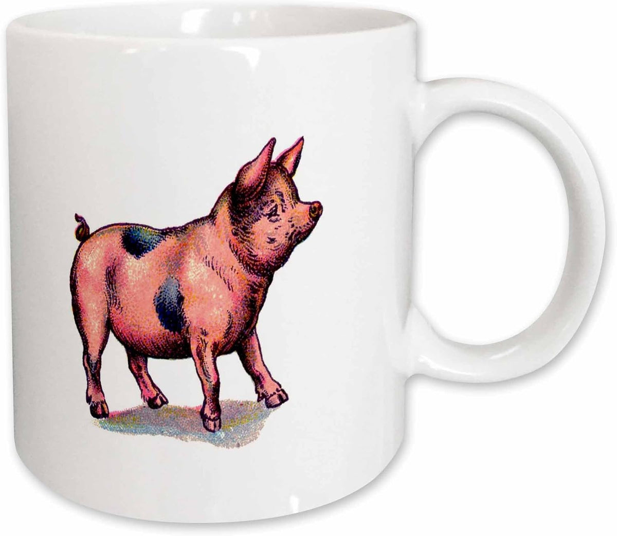 Vintage Pink And Gray Pig Ceramic Mug
