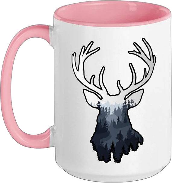Deer & Buck, Forest, Wildlife, Deer Graphic & Silhoutte Ceramic Mug