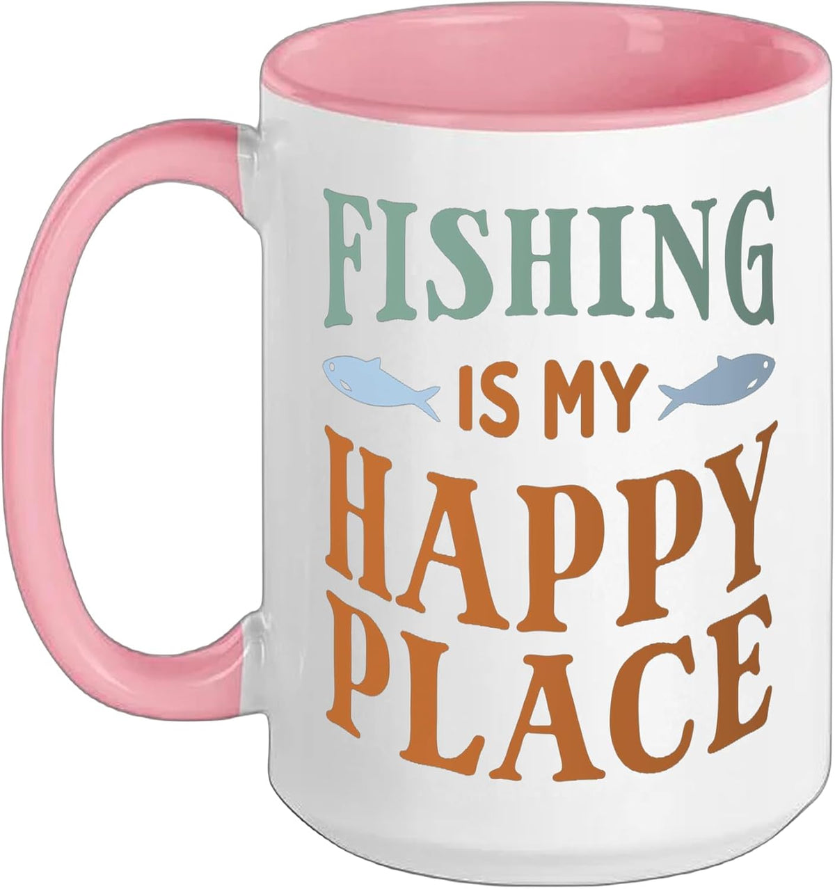 Fishing Is My Happy Place Funny Angler Ceramic Mug