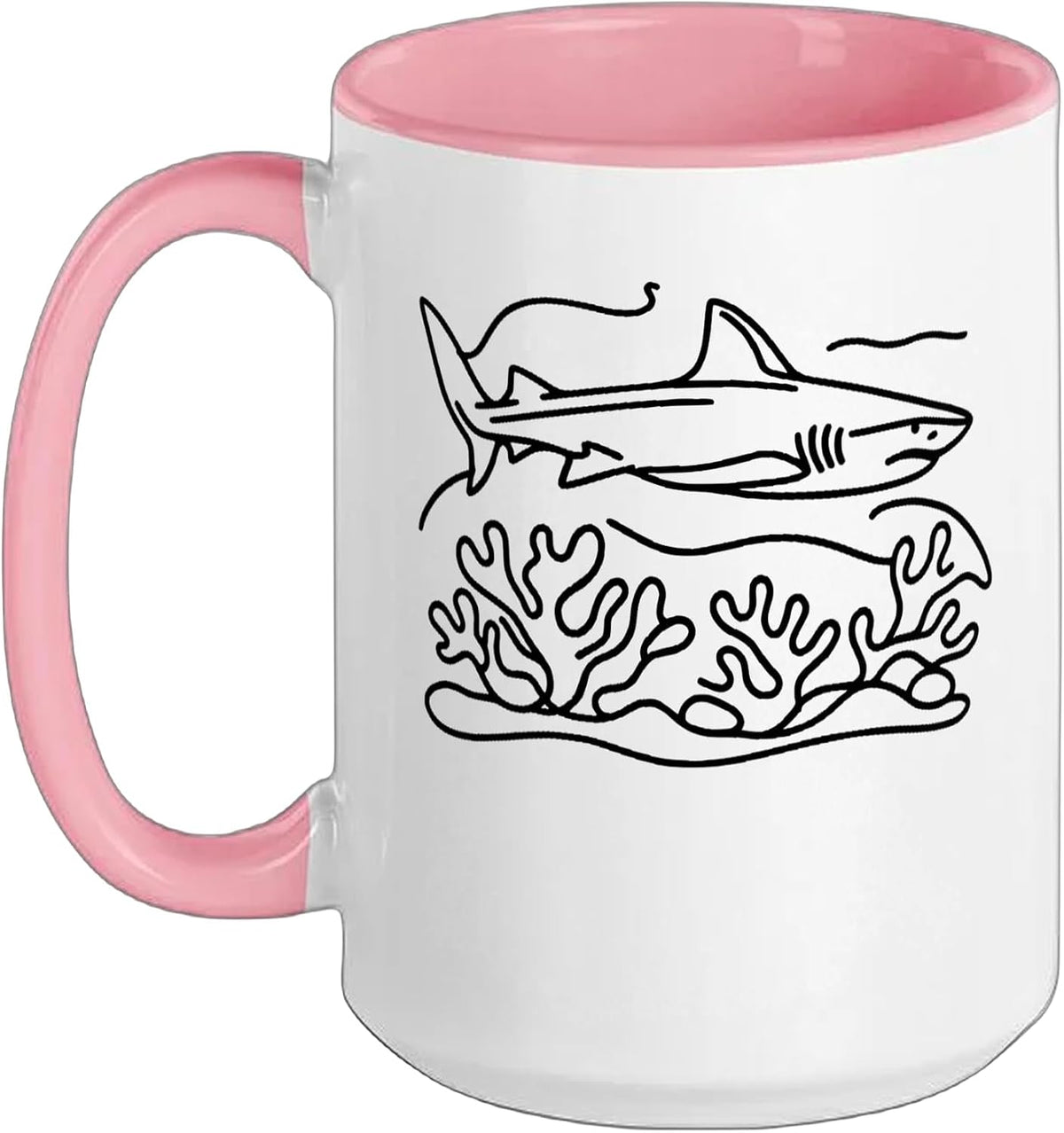 Reef Shark Line Art Aquarist Ceramic Mug