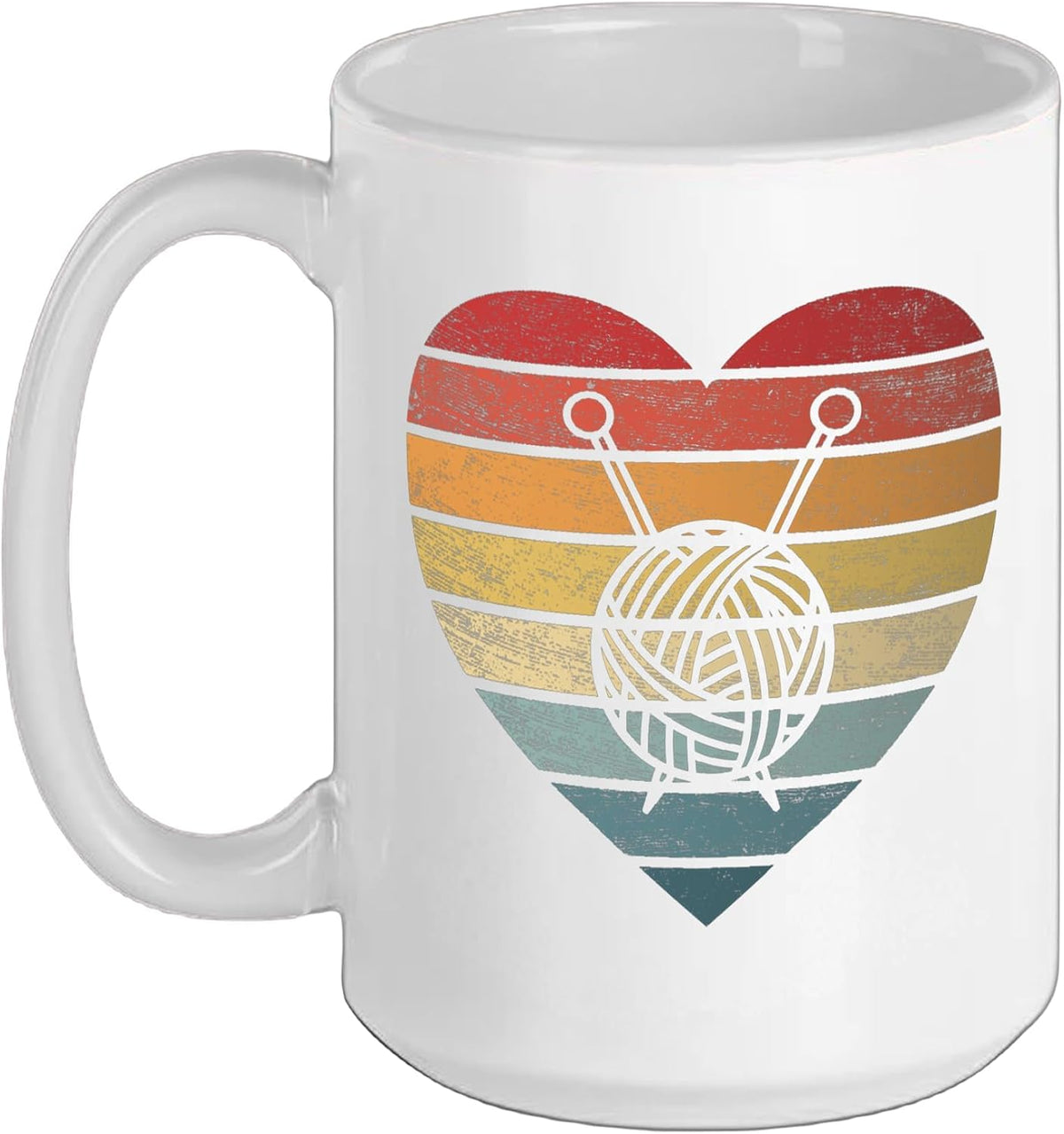 Knitting Crochet Lover Gifts Retro Sunset Yarn Funny Ceramic Mug