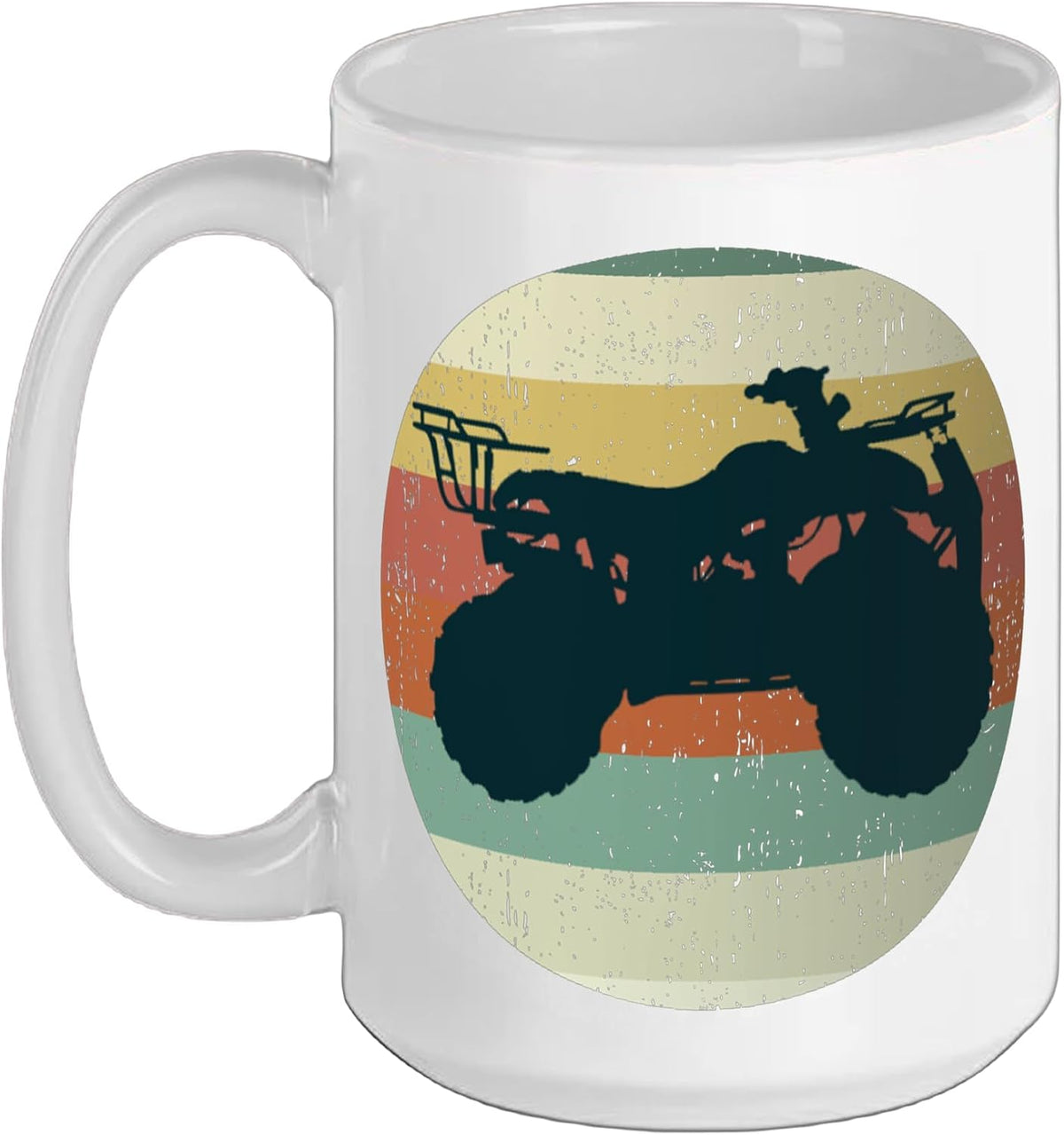 Vintage Atv Silhouette Retro Sunset Four Wheeler Ceramic Mug