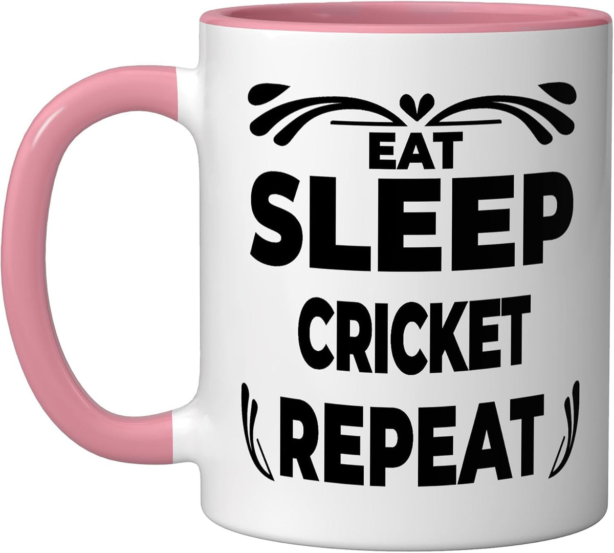 Eat Sleep Cricket Repeat - Funny Cricket Ceramic Mug
