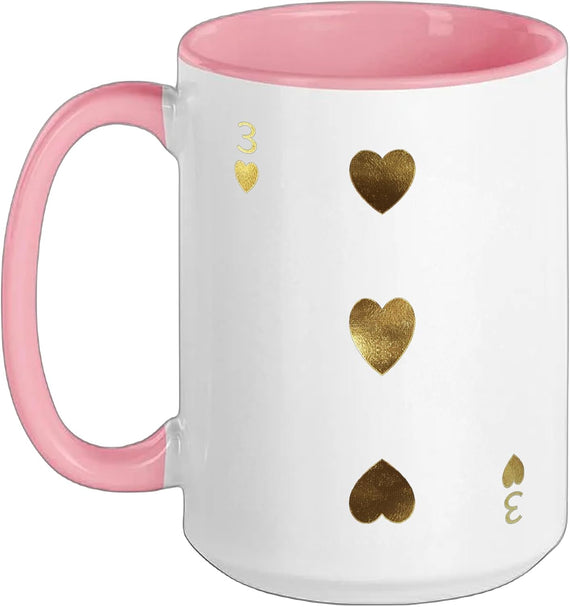 3 (Three) Of Hearts Poker Card Playing Card Blackjack Card Ceramic Mug