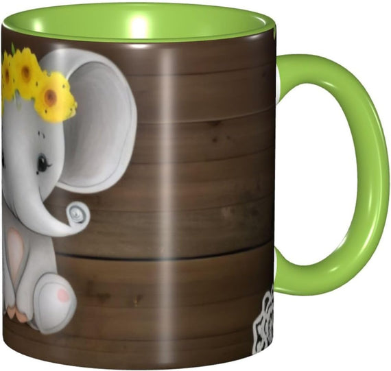Elephant Wooden Floor Two Tone Color â€“ & Tea Drinking Ceramic Mug