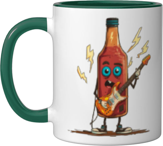 Electric Bottle Guitarist Costume Guitar Rock Fans Dark Ceramic Mug