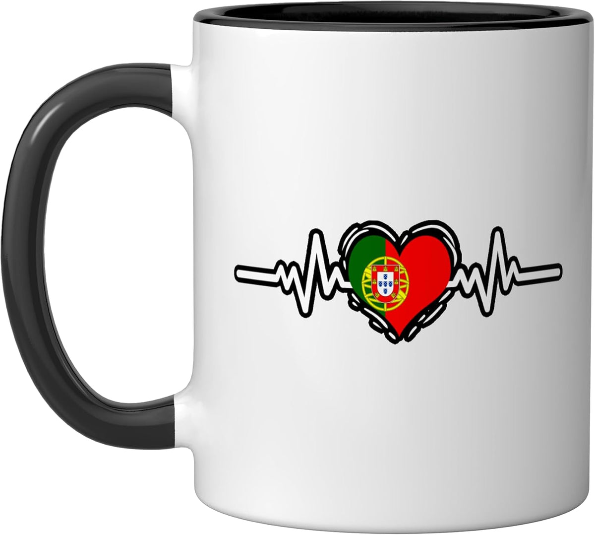 Portugal Flag Heartbeat Portuguese Roots Ceramic Mug