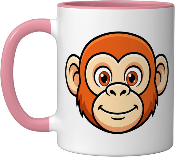 Cute Smiling Cartoon Monkey Face Ceramic Mug