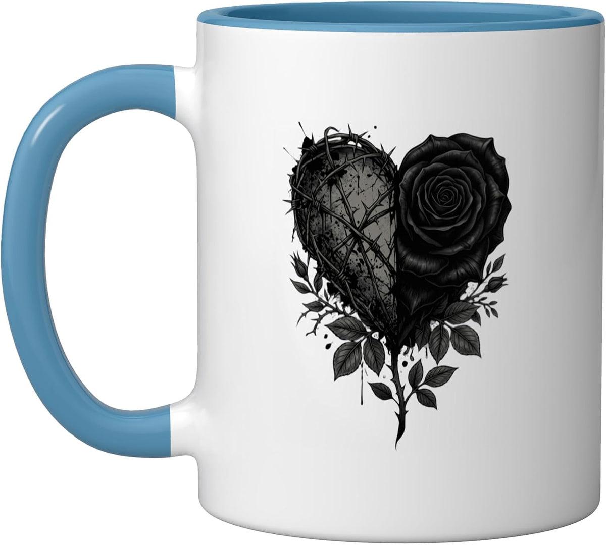 Thorn Heart And Black Rose Gothic Ceramic Mug