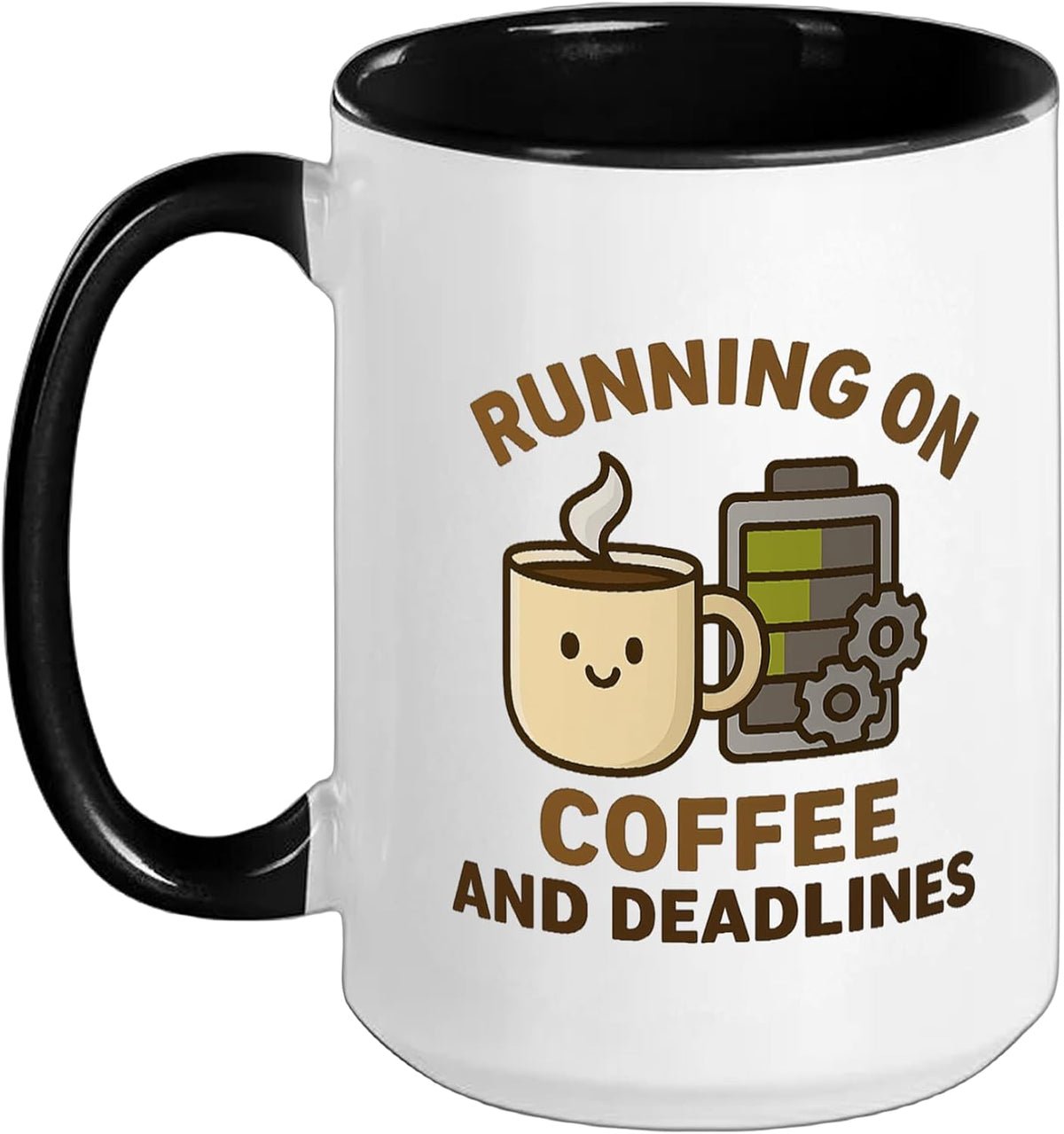 Running On Coffee And Deadlines Funny Engineer Design Ceramic Mug