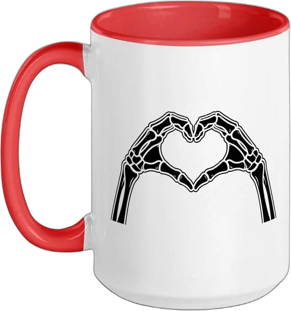 Halloween Skeleton Heart Hands Spooky Ceramic Mug