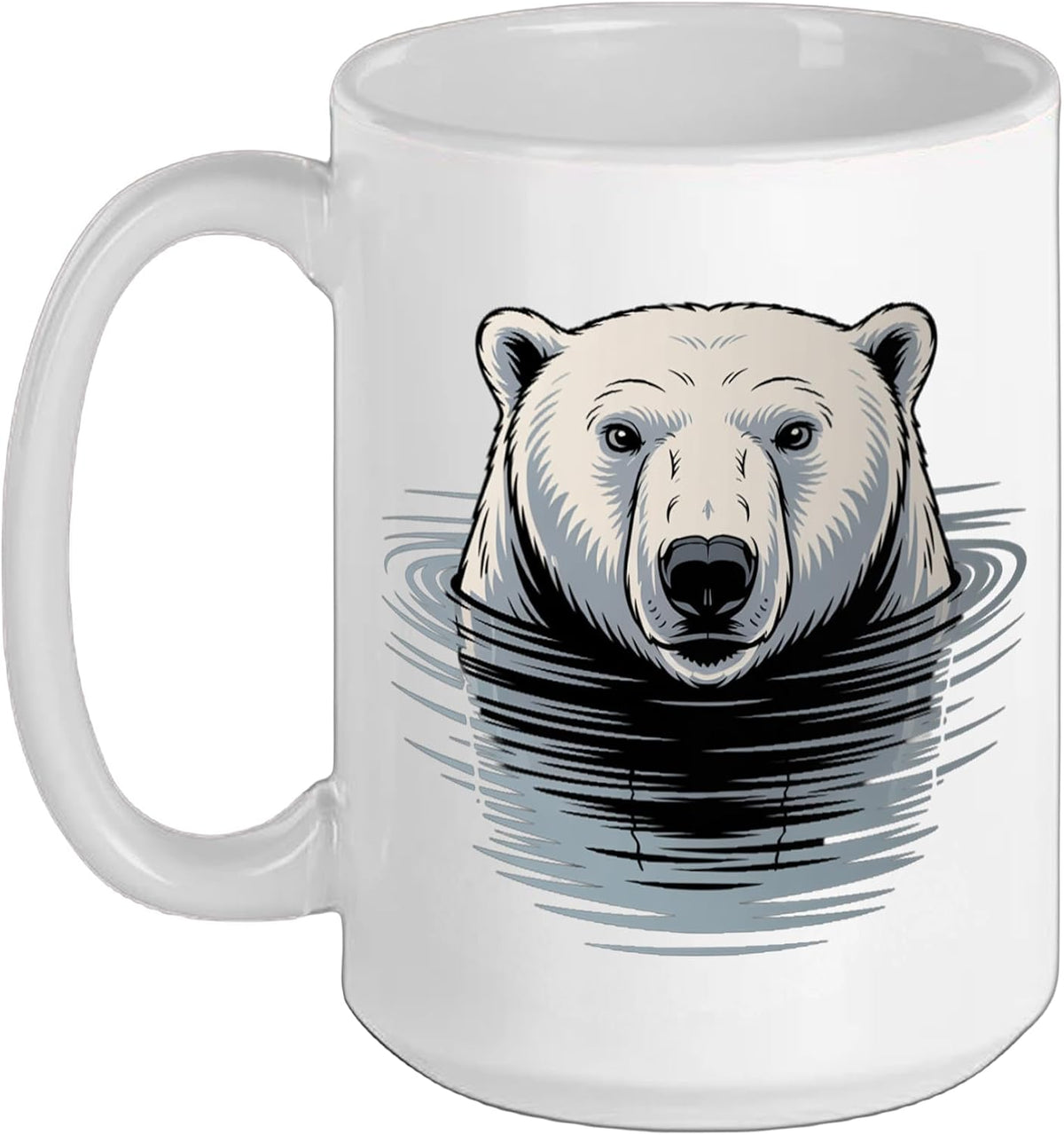 Polar Bear Swimming Ocean Scene Ceramic Mug