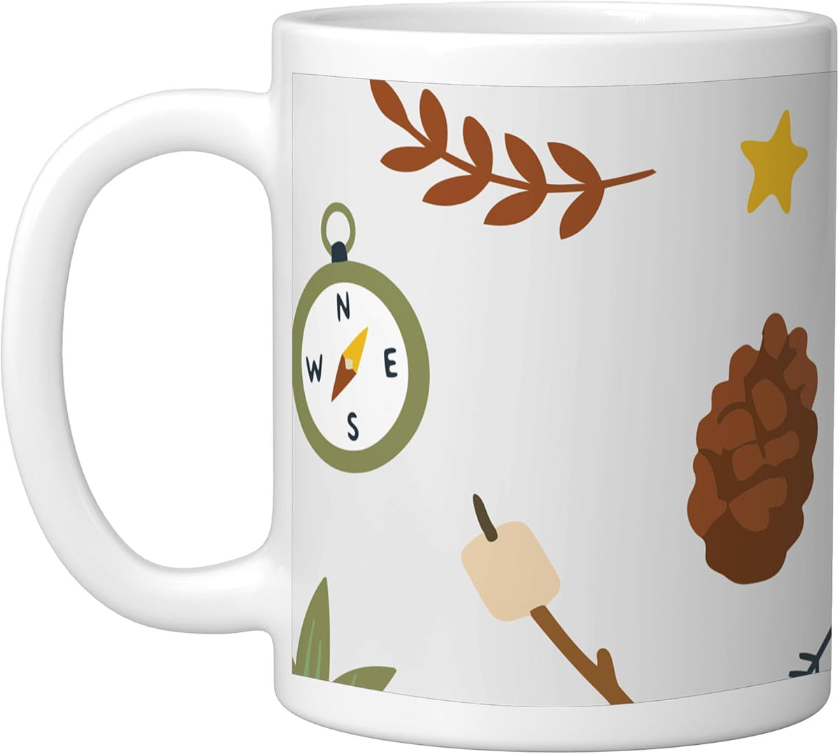 Camping Hiking Icons Compass Pinecone Ceramic Mug
