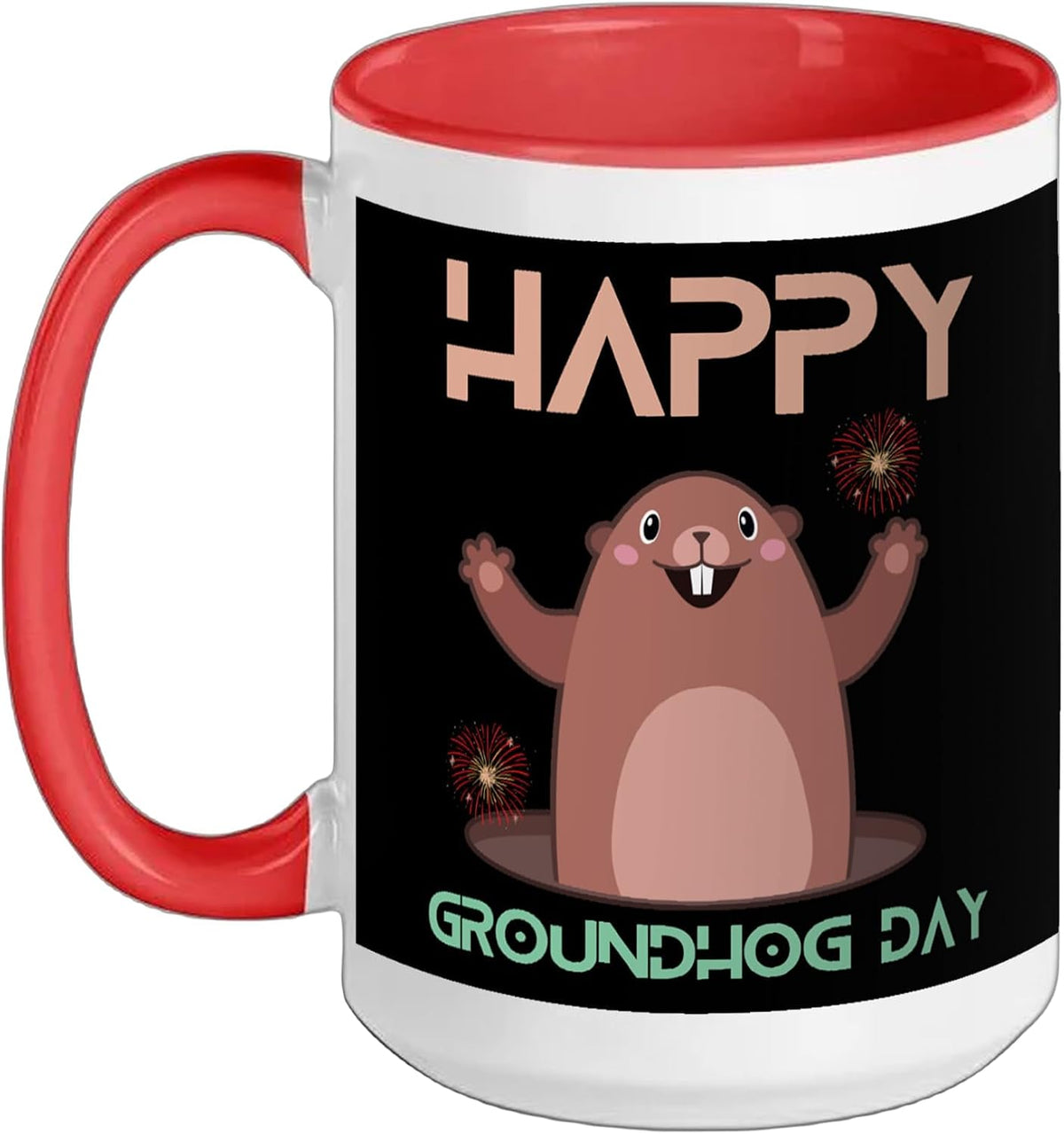 Happy Groundhog Day 2025 Cartoon Groundhog Ceramic Mug