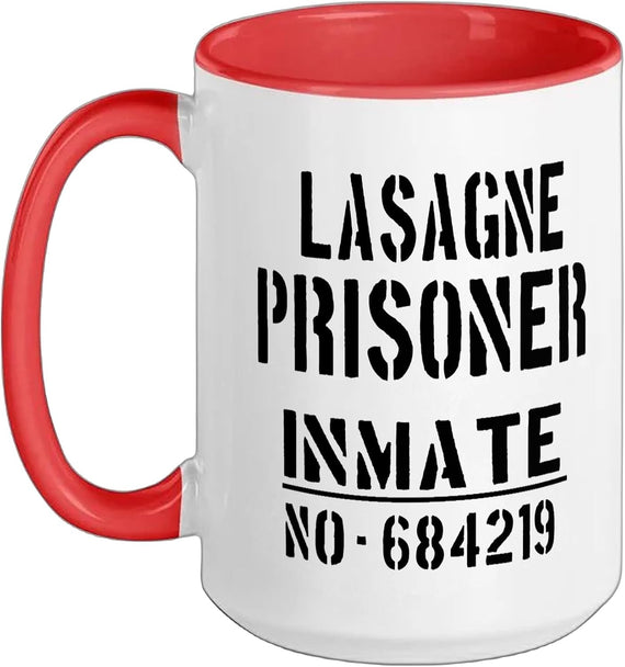 Lasagne Prisoner Inmate Stencil Text Ceramic Mug