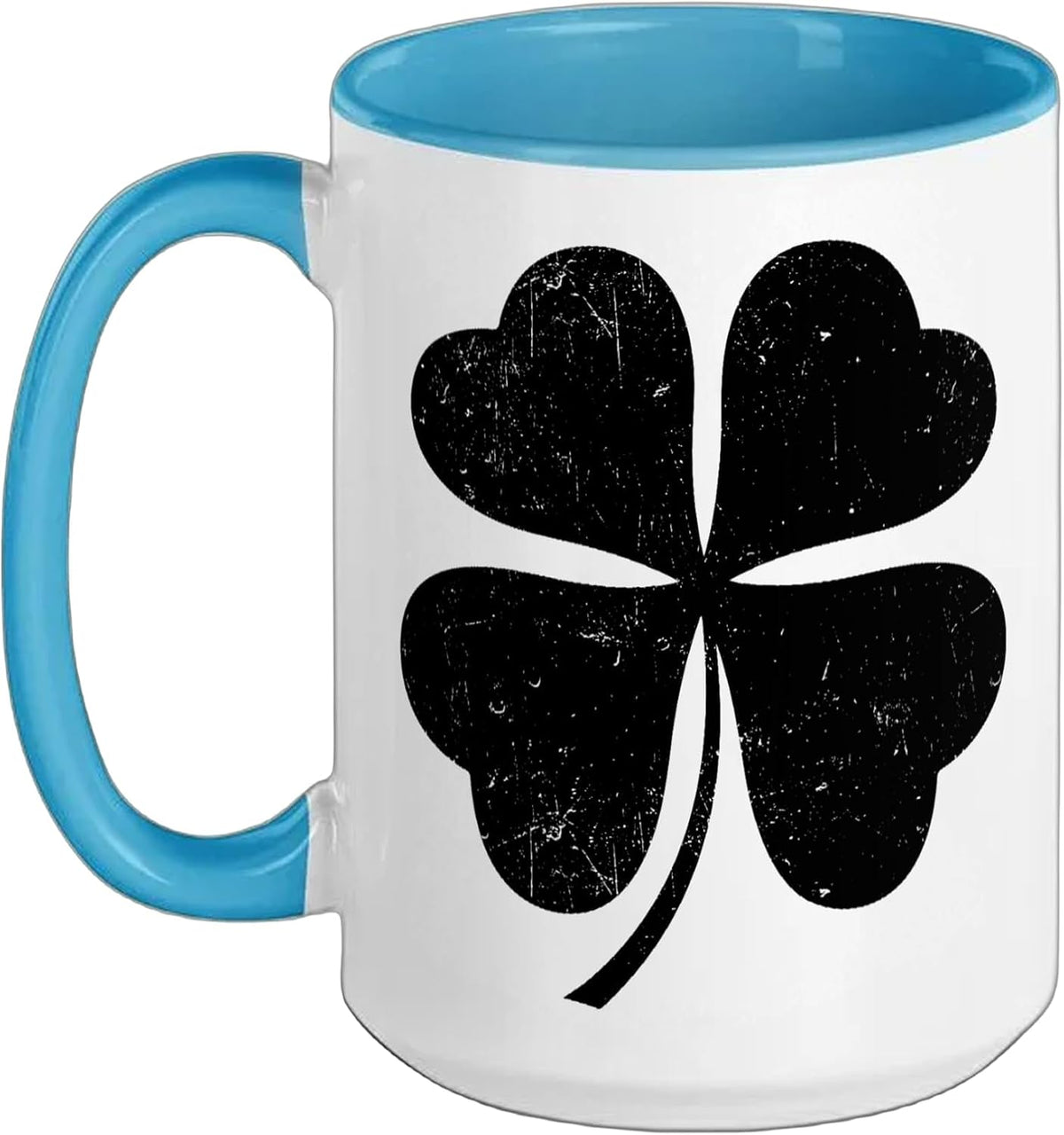 Black Shamrock Lucky Clover St Patricks Day Ceramic Mug