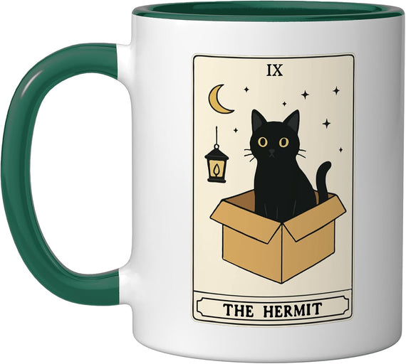 The Hermit Tarot Card Cat In Box Mystic Funny Cat Ceramic Mug