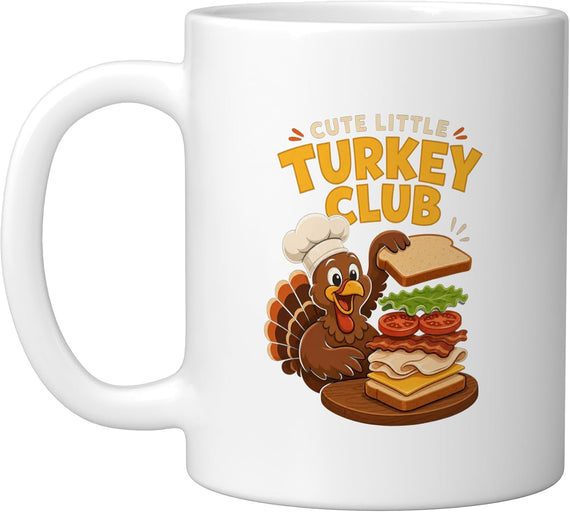 Cute Little Turkey Chef Club Sandwich Thanksgiving Ceramic Mug