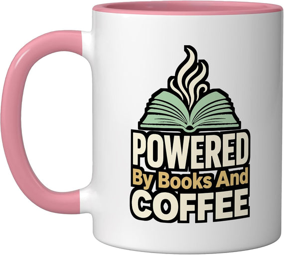 Powered By Books And Coffee Bookworm Reading Ceramic Mug