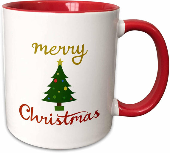 Merry Christmas and Tree Design Ceramic Mug