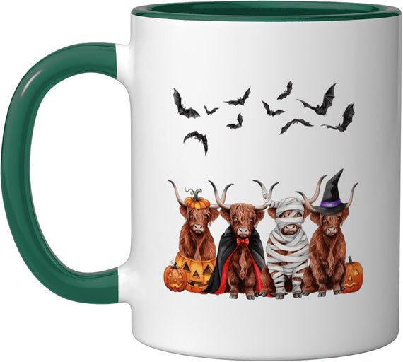 Halloween Highland Cow Pumpkin Spooky Season Costume Ceramic Mug