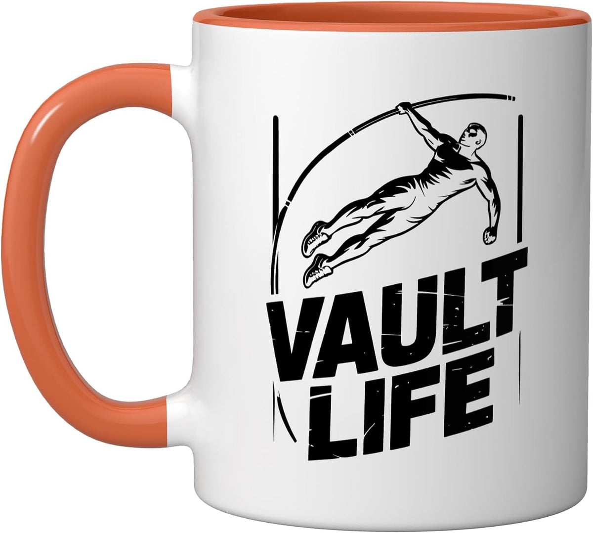 Retro Distressed Pole Vault Badge Track Athlete Vintage Ceramic Mug
