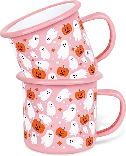 Jarthenaamcs Pcs Halloween Boo Ghost Pumpkin Enamel Cups Ceramic Mug